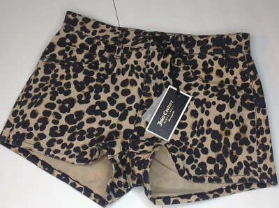Nuevo con etiquetas Pantalón Corto Juicy Couture Etiqueta Negra Bronceado Estampado Leopardo Novia Mujer Talla 25 XS Foto 1 de 4