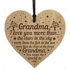 Grandma Christmas Gifts Engraved Wood Heart Keepsake Birthday Gift For Grandma