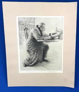 C1930 Etching "FAUST" w/ Books & Skull, Pencil Signed FRANKLIN T. WOOD 1887-1945 - Picture 1 of 16