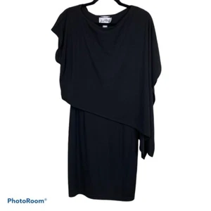 Joseph Ribkoff Dress Size 8 Black 153374 028379 Asymmetrical Cape 2 Piece - Picture 1 of 7
