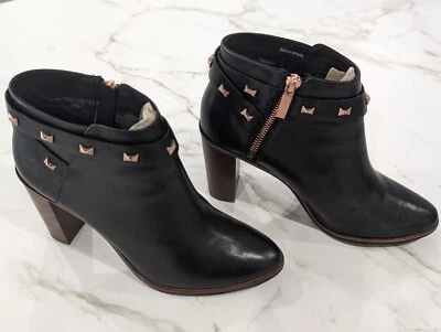 TED BAKER LONDON гвоздики бант ремень кожаный ботинок, черный, ЕС 39/US 8 женская обувь - Изображение 1 из 4