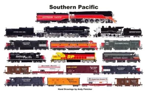 Mantel individual laminado para ferrocarril Southern Pacific 11"x17" Andy Fletcher - Imagen 1 de 1