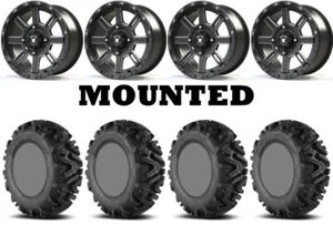 Kit 4 EFX MotoMTC Tires 27x10-14 on Bullite Lancer Black BT-02 Wheels HP1K - Picture 1 of 5