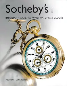Catálogo de subastas de relojes, relojes de pulsera y relojes importantes de Sotheby's, junio de 2003 - Imagen 1 de 8