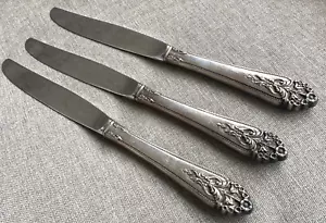 3 Modern Hollow Dinner Knives Queen's Lace Sterling 1949 International 9 1/8" - Picture 1 of 2