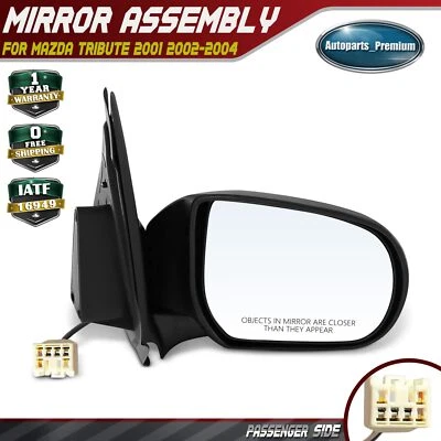 Conjunto de espejo retrovisor negro ajustable de vidrio eléctrico para pasajero para Mazda Tribute 2001-2004 Foto 1 de 4