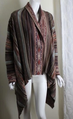 Peruvian Connection Sz M Pima Alpaca Wool Draping Southwest Cardigan Sweater - Image 1 of 4