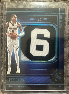 Parche tributo Bill Russell Silhouette Peyton Watson usado juego #1/5 2024-25 Foto 1 de 2