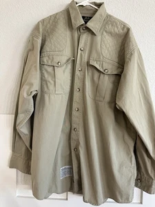 Vtg Willis & Geiger Padded Shoulder Shooting Shirt Khaki XL - Picture 1 of 4
