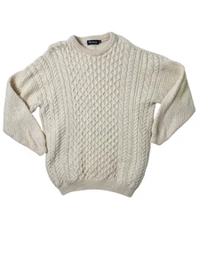 Mackinnon of Scotland Mens Sweater 100% Pure Wool Cable Knit Fisherman Cream XL - Picture 1 of 8