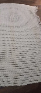 Handmade White Crochet Blanket Afghan 74x48 Cozy Throw bedroom - Picture 1 of 3