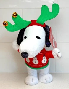 Peanuts Snoopy Reindeer Antlers Waddler Plush 2021 w/ Tag Snowman Sweater - Picture 1 of 5