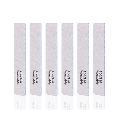 6 peças lixa de unha dupla face reutilizável, 100/180 grão, lavável - Imagem 1 de 4