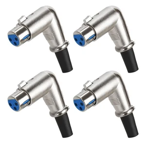 XLR Female Connector 3P 90º Right Angle Microphone Speaker 3PIN Adapter 4 Pack - Picture 1 of 1