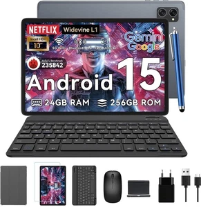 10" Android 15 Tablet 24+256GB/2TB Octa-Core FHD+Pen+Keyboard 5G WiFi GPS - Picture 1 of 8