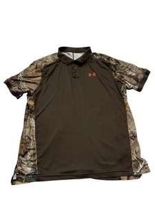 Under Armor Men’s XL Mossy Oak Break-Up Polo Camo Pullover SS Brown - Picture 1 of 9