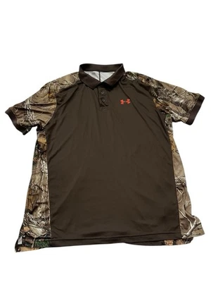 Under Armor Men’s XL Mossy Oak Break-Up Polo Camo Pullover SS Brown - Image 1 of 4