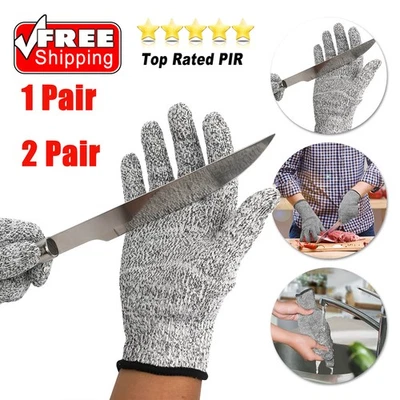 4 Pack Safety Cut Proof Stab Resistant Butcher Work Gloves Level 5 Protection US - Image 1 of 4
