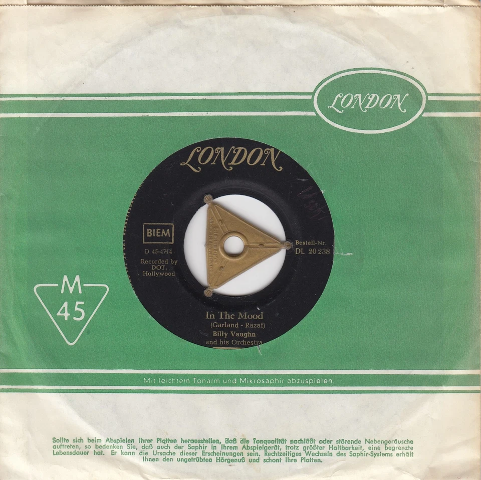 Billy Vaughn – In The Mood / Moonglow And Theme From "Picnic" - D London 1959 - Bild 1 von 2