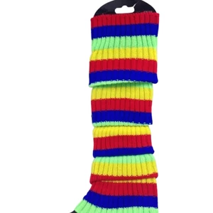 Pair of LEG WARMERS Knitted Womens Costume Neon Dance Party Knit 80s Legwarmers - Picture 1 of 2