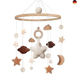SWECOMZE Mobile Baby Bettglocke mit Sterne Hölz Mädchen Hängende Mobile Wi - Bild 1 von 7