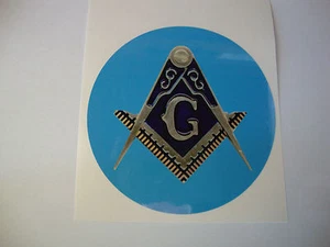 2 x  MASONIC  3.5"  WINDOW STICKERS MOTORBIKE HELMET STICKERS BLUE GOLD BLACK    - Picture 1 of 1