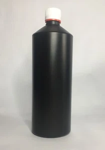 Empty 1000ml (1 Litre) Black HDPE Plastic Bottle+Tamper Evident Cap *ANY AMOUNT* - Picture 1 of 1