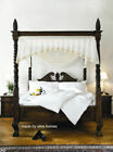 MAGAZYN W WIELKIEJ BRYTANII 6' Super King Dark Mahoń Queen Anne cztery plakaty mahoniowa rama łóżka
