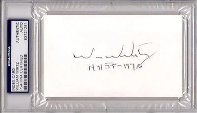 PSA/DNA WILLIAM WIRTZ "HHOF 1976" AUTOGRAPHED-SIGNED 3X5 WHITE INDEX CARD 721251 - Image 1 of 4