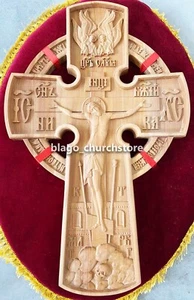 "Cruz de Madera Iglesia Ortodoxa Tallada en Soporte Crucifijo Jesucristo 18.11" - Imagen 1 de 6