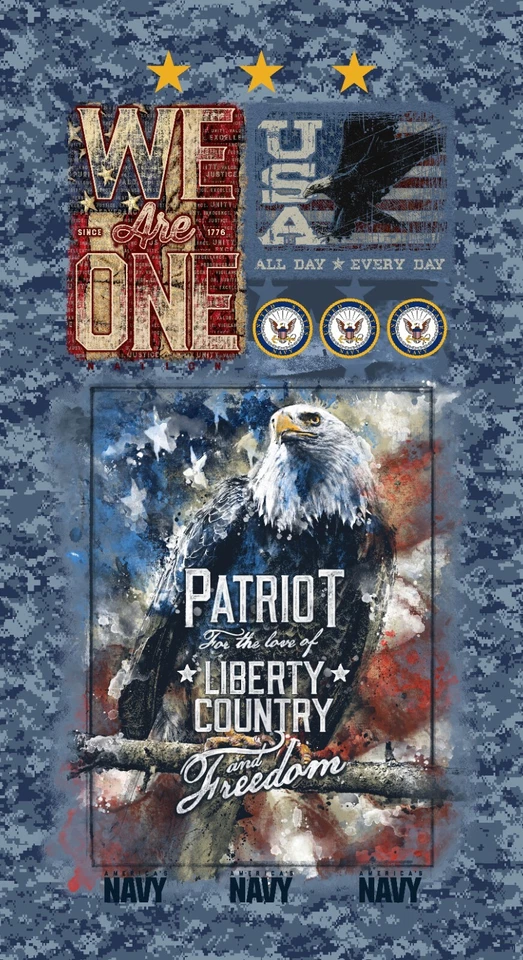 Panel de tela de algodón azul marino de Estados Unidos - Panel de tela de algodón azul marino de Estados Unidos - 1337N Foto 1 de 1