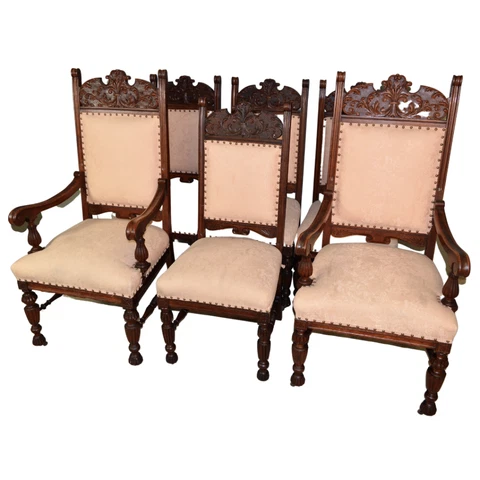 Antique Oak Dining Chairs, 6 Victorian Oak Dining Chairs ATR Horner #21198 Cover