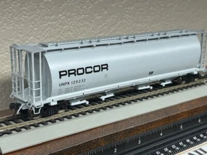 PROCOR - BLACK LETTERS CYLINDRICAL COVERED 4 BAY HOPPER CAR ETCHED HO Scale NEW - Picture 1 of 15