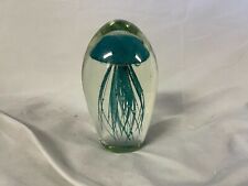 green Large Glass Jelly Fish 6" Paperweight statue rare