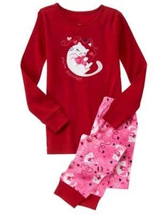 NWT Gymboree Gymmies Girls Purr-fect Heart Valentine's Day Pajama PJ 4 - Picture 1 of 1