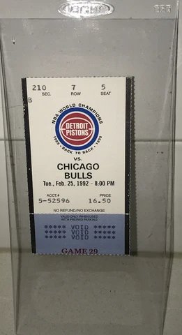 Chicago Bulls / Pistons 2/25/92 Ticket Stub Michael Jordan Season Tix Away Game Cover