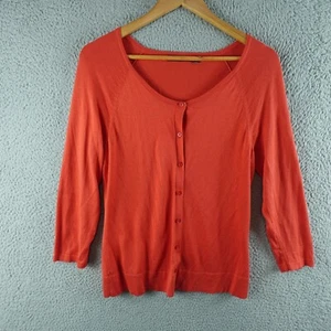 Sportscraft Womens Cardigan Medium Red Silk Blend Button Knit Preppy Work Career - Picture 1 of 8
