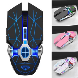 Laptop WirelessMouse Silent Rechargeable Multi-Colour Gaming Backlit - Picture 1 of 17