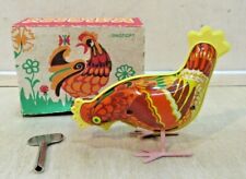 Vintage Tin Pecking Chicken Key Wind-Up Toy Nos New Box Tested Works !