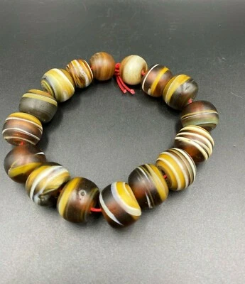 Старинный старинный винтажный гималайский торговли стеклянные бусины ожерелье Мала от 20 века - Изображение 1 из 4