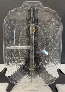 Vintage Indiana Glass #618 Clear Pineapple/Floral 3 Part Divided Relish Dish - Picture 1 of 5