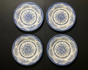 English Ironstone Tableware Lot Of 4 Kew Blue Floral 10 INCH Dinner Plate - Picture 1 of 10