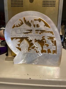 Antique Hand Carved Mother of Pearl MOP Chinese Shell Statue  - Picture 1 of 11