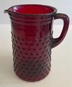 Vintage Anchor Hocking Royal Ruby Red Hobnail Pitcher - Picture 1 of 5