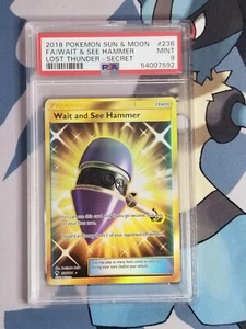 Pokemon Sun & Moon Lost Thunder Wait and See Hammer 236 Secret Rare Gold PSA 9 - Picture 1 of 1