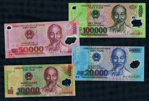 100.000 50.000 20.000 10.000 Vietnam Dong Polymer Banknoten unzirkuliert + COA - Bild 1 von 3