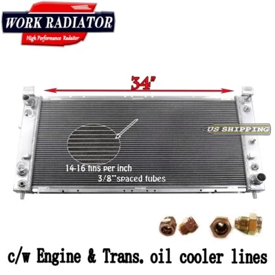 34" Radiator For Chevy Silverado Suburban 1500 2500 3500 Tahoe GMC Yukon 5.3 6.0 — 第 1/4 张图片
