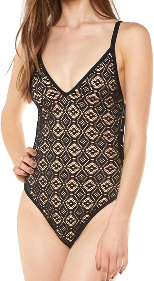 Somedays Lovin Lighthouse Black Lace 1 Piece Swimsuit Women's XS NWT NEW - Image 1 of 4