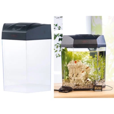 infactory Beleuchtetes Panorama-Aquarium "Hexagon", Komplett-Set, 19 l
