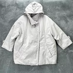 Brunello Cucinelli Jacket Womens Extra Large White Coat Removable Hood Silk - Picture 1 of 24